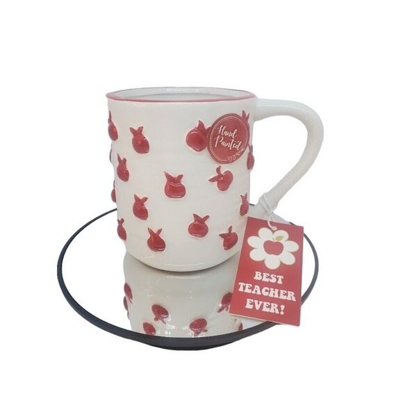 Best Teacher Ever Hand Painted Mug With Red Apple Design by Sheffield Home - Picture 1 of 4